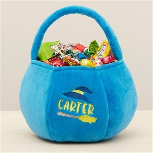 Witch Embroidered Plush Halloween Treat Bag-Blue - 36763-BU
