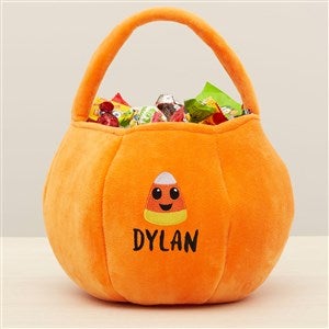 Candy Corn Embroidered Plush Halloween Treat Bag-Orange - 36764-O