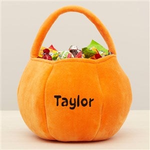 Embroidered Plush Halloween Treat Bag-Orange - 36767-O