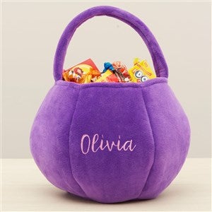 Embroidered Plush Halloween Treat Bag-Purple - 36767-PU