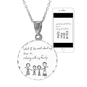 Personalized Handwritten Round Charm Necklace - 36769D