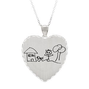 Personalized Handwritten Heart Charm Necklace - 36771D