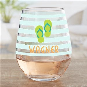 Beach Fun Personalized Tritan Unbreakable Stemless Wine Glass - 36778-S