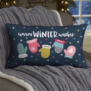 Warm Winter Wishes Personalized Lumbar Throw Pillow - 36792-LB
