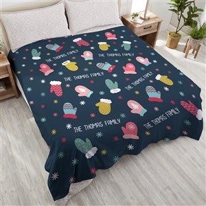 Warm Winter Wishes Personalized 90x90 Plush Queen Fleece Blanket - 36793-QU