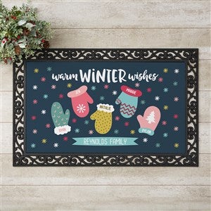 Warm Winter Wishes Personalized Doormat- 20x35 - 36795-M