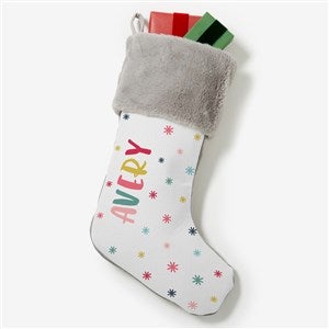 Warm Winter Wishes Personalized Grey Faux Fur Christmas Stockings - 36799-GF