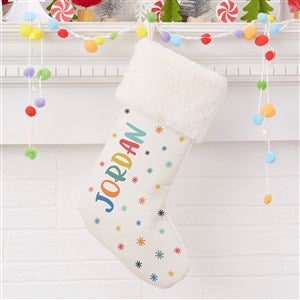 Warm Winter Wishes Personalized Ivory Faux Fur Christmas Stockings - 36799-IF