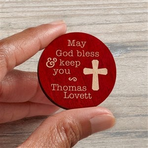 Blessings Personalized Wood Pocket Token- Red Stain - 36809-R