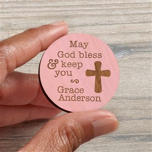 Blessings Personalized Wood Pocket Token- Pink Stain - 36809-P