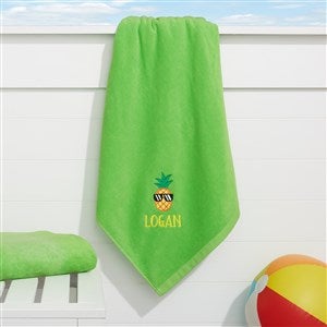 Summer Fruit Embroidered Beach Towels - Lime Green - Large - 36812-GL