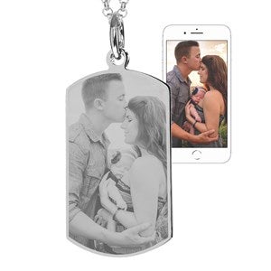 Personalized Photo Dog Tag Silver Necklace - 36816D-S