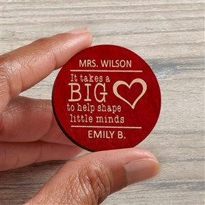 A Teachers Heart Personalized Wood Pocket Token- Red Stain - 36833-R