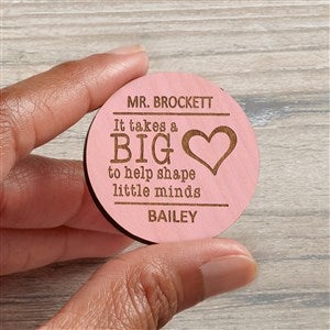A Teachers Heart Personalized Wood Pocket Token- Pink Stain - 36833-P