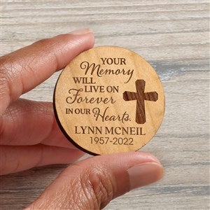 Your Memory Lives Forever Memorial Personalized Wood Pocket Token- Natural - 36841-N