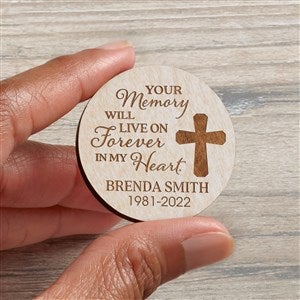 Your Memory Lives Forever Memorial Personalized Wood Pocket Token- Whitewashed - 36841-W