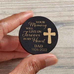 Your Memory Lives Forever Memorial Personalized Wood Pocket Token- Black Stain - 36841-BL