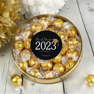 Classic Graduation Personalized Large Lindor Gift Tin-White Chocolate - 36854D-LW