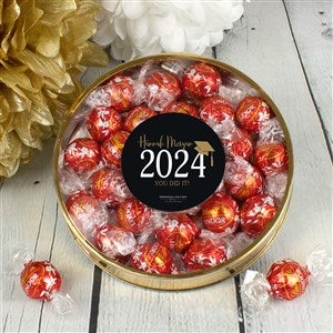 Classic Graduation Personalized XLarge Lindor Gift Tin-Milk Chocolate - 36854D-XLM