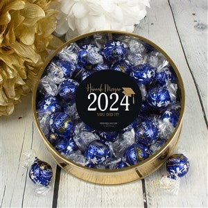 Classic Graduation Personalized XL Lindor Gift Tin - Dark Chocolate - 36854D-XLD