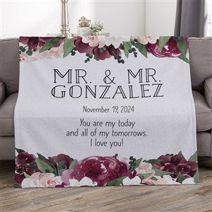 Colorful Floral Personalized Wedding 50x60 Sweatshirt Blanket - 36862-SW