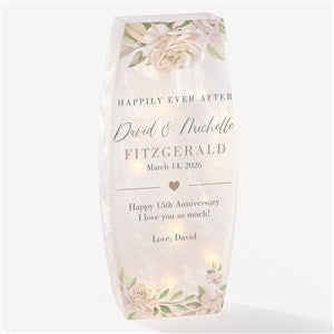 Floral Anniversary Personalized Large Frosted Tabletop Light - Large - 36863-L