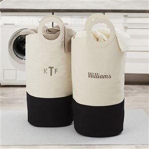 Embroidered Canvas Laundry Hamper - 36873