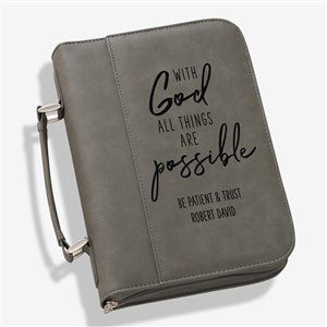 All Things Possible Spiritual Quote Personalized Bible Cover - Charcoal - 36891