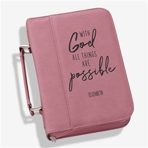 All Things Possible Spiritual Quote Personalized Bible Cover - Pink - 36891-P