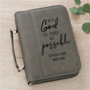 All Things Possible Spiritual Quote Personalized Bible Cover-Charcoal - 36891