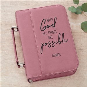 All Things Possible Spiritual Quote Personalized Bible Cover - Pink - 36891-P