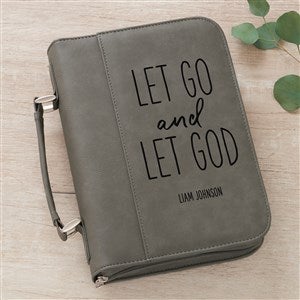 Let Go Spiritual Quote Personalized Bible Cover-Charcoal - 36893