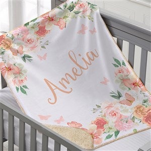 Butterfly Kisses Baby Girl Personalized 30x40 Sherpa Blanket - 36894-S