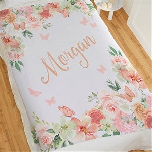 Butterfly Kisses Baby Girl Personalized 50x60 Plush Fleece Blanket - 36894-F