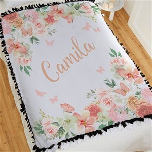 Butterfly Kisses Baby Girl Personalized 50x60 Tie Blanket - 36894-T