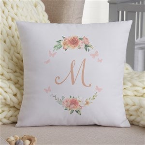 Butterfly Kisses Baby Girl Personalized 14x14 Throw Pillow - 36895-S