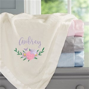 Butterfly Kisses Girls Embroidered Baby Blanket - Ivory - 36902-I