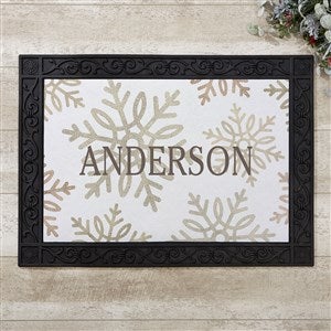 Silver and Gold Snowflakes Personalized Doormat- 18x27 - 36907-S