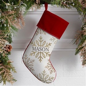Silver and Gold Snowflake Personalized Burgundy Christmas Stockings - 36913-B
