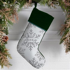Silver and Gold Snowflake Personalized Green Christmas Stockings - 36913-G
