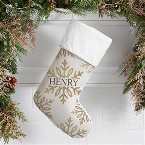 Silver and Gold Snowflake Personalized Ivory Christmas Stockings - 36913-I