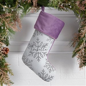 Silver and Gold Snowflake Personalized Purple Christmas Stockings - 36913-P