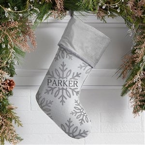 Silver and Gold Snowflakes Personalized Grey Christmas Stockings - 36913-GR