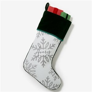 Silver and Gold Snowflake Personalized Green Christmas Stockings - 36913-G