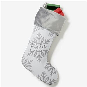 Silver and Gold Snowflake Personalized Grey Christmas Stockings - 36913-GR