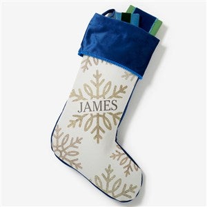 Silver and Gold Snowflakes Personalized Blue Christmas Stockings - 36913-BL