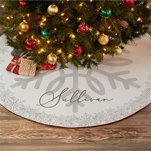 Silver and Gold Snowflakes Personalized Tree Skirt - 36914