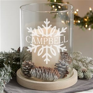 Snowflake Personalized Hurricane with Whitewashed Wood Base - 36916