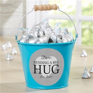 Sending Hugs Personalized Mini Metal Bucket - Turquoise - 36918-T