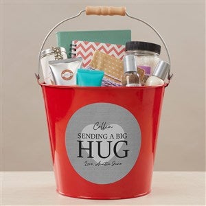 Sending Hugs Personalized Large Metal Bucket - Red - 36918-RL